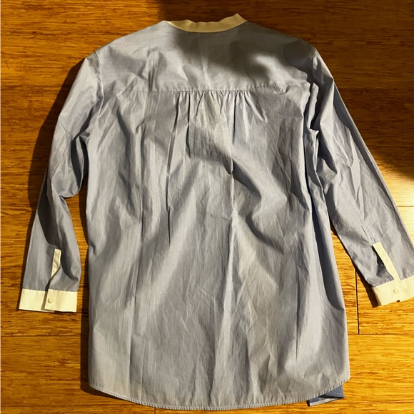 Two tone blue striped Lafayette 148 New York button down dress shirt - Picture 7 of 8